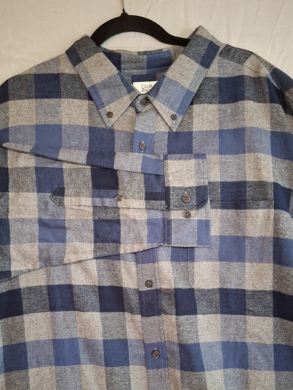 croft & barrow Blue and Gray Buffalo Plaid Button-Down Shirt